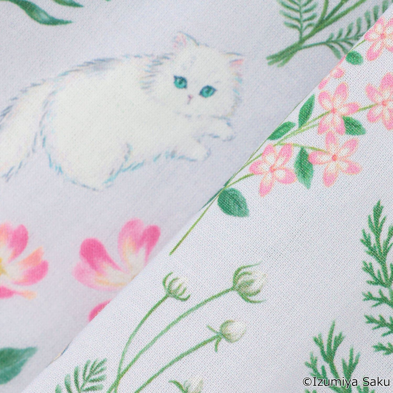 Izumiya Saku] Link Shoulder Ribbon Flower Cat One-Piece Dress