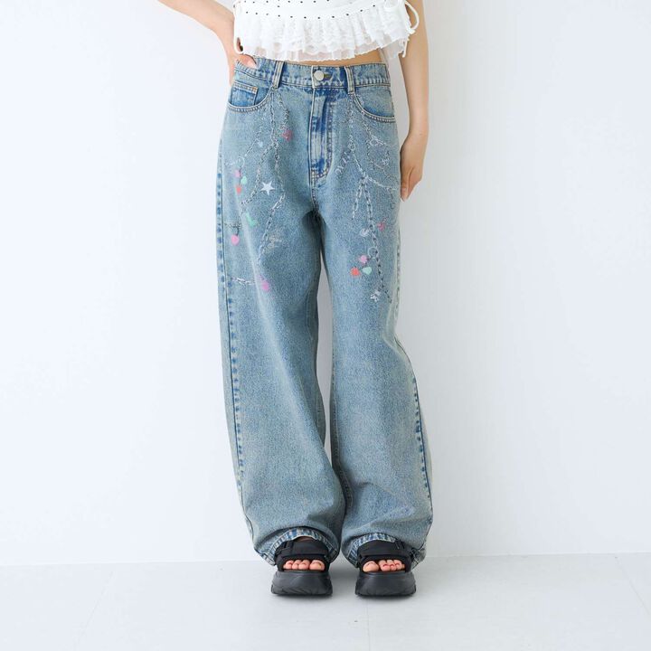 [LTXC] Charm Design Denim Wide Pants,Gray, medium image number 2
