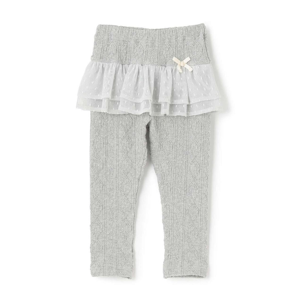 Cable Tulle Full-Length Leggings,Light gray, large image number 0