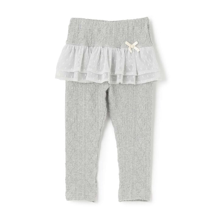 Cable Tulle Full-Length Leggings,Light gray, medium image number 0