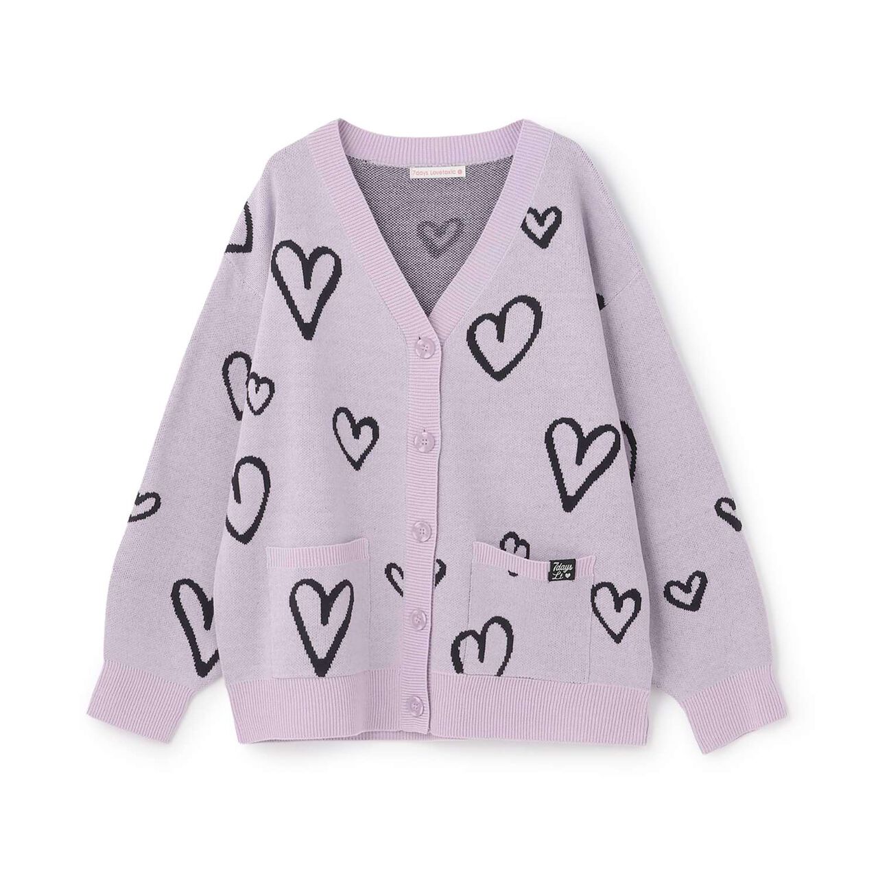 [7days/Washable] Heart Pattern Cardigan,Lavender, large image number 11