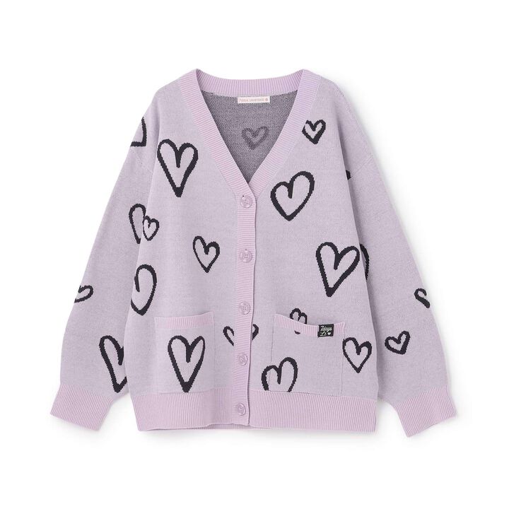 [7days/Washable] Heart Pattern Cardigan,Lavender, medium image number 11