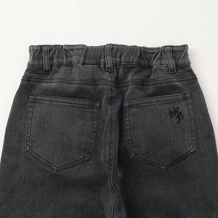 Side Frill Straight Denim Pants,Black, medium image number 5