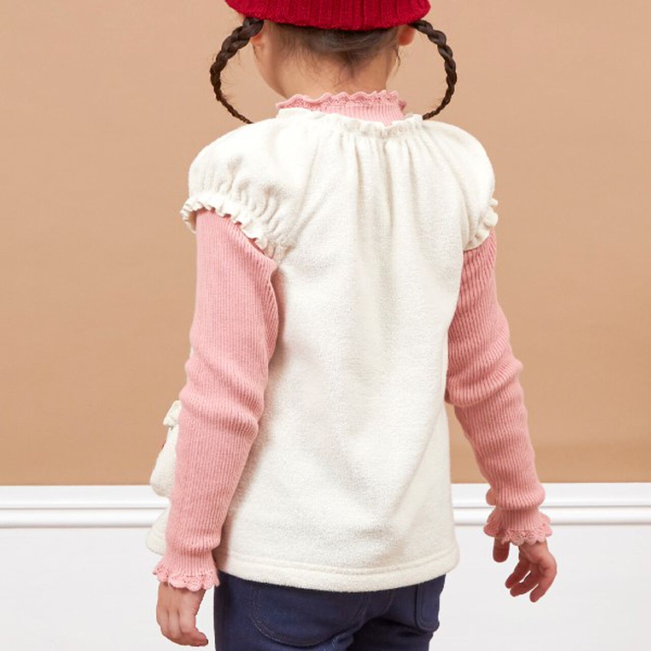 KP Cherry Motif Boucle Vest [80-120],Off white, large image number 9