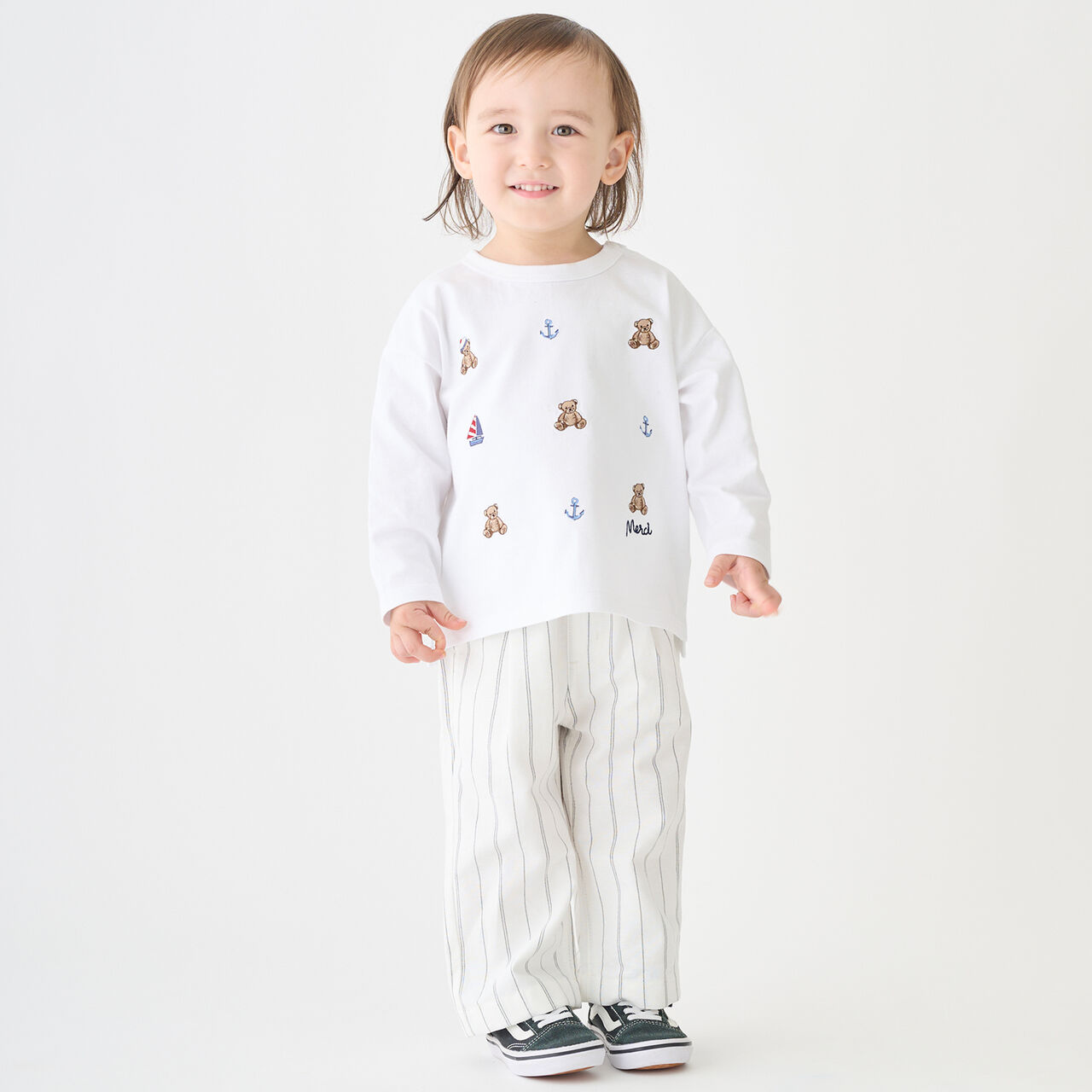 Stripe Waist Tuck Easy Pants,Pearl white, large image number 2