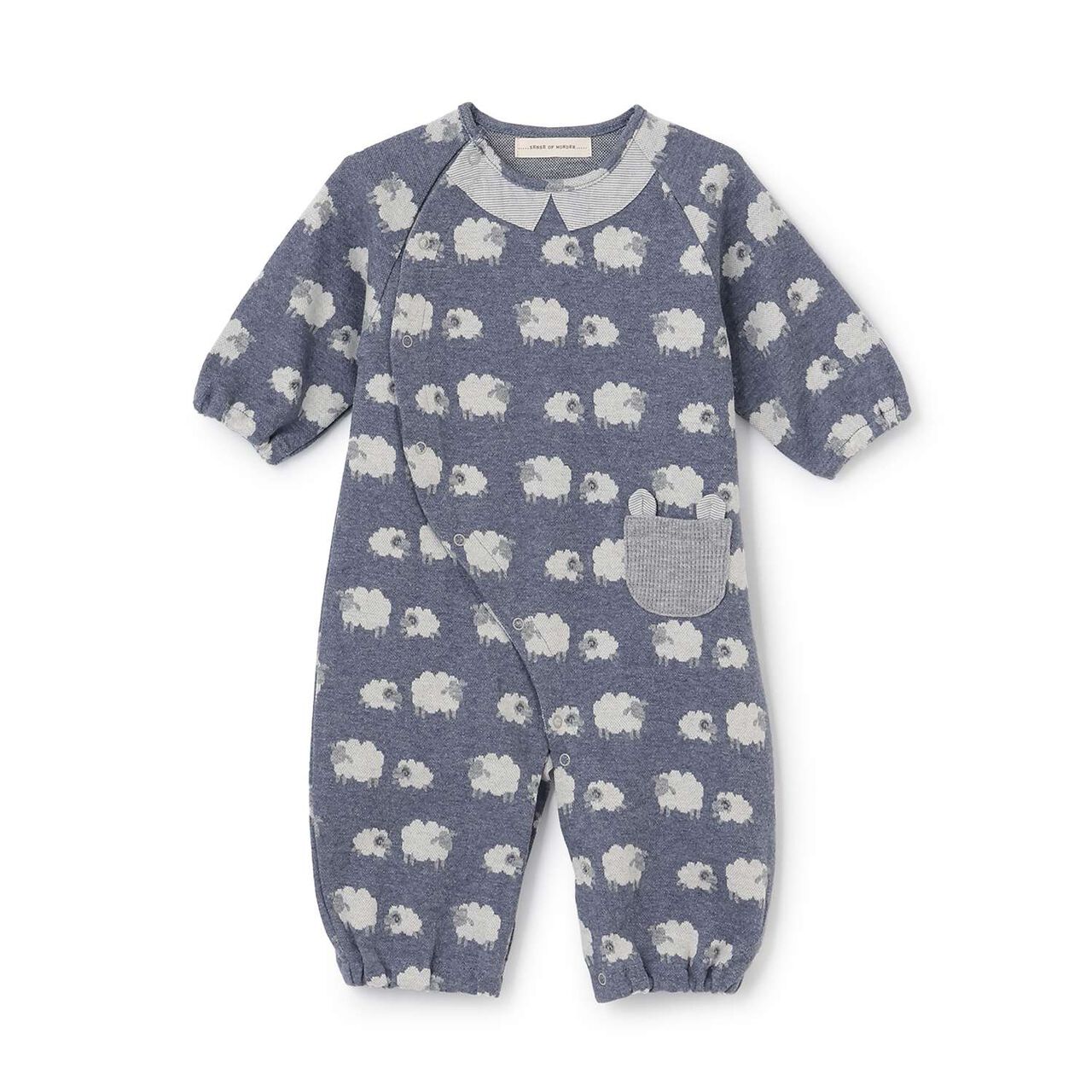 Organic Jacquard 2WAY Romper [Made in Japan],Blue, large image number 2