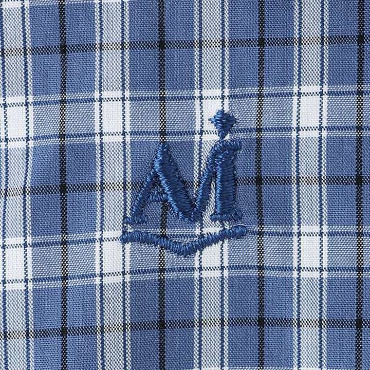 [AMI] Volume Sleeve Check Blouse,Deep blue, medium image number 11