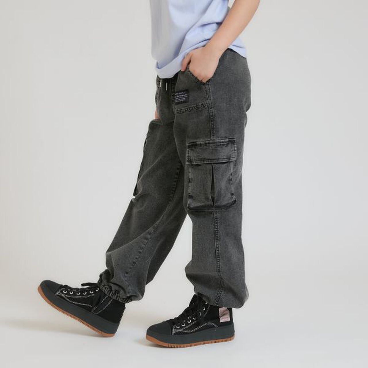 Cool Touch Denim Cargo Pants,Gray, large image number 13