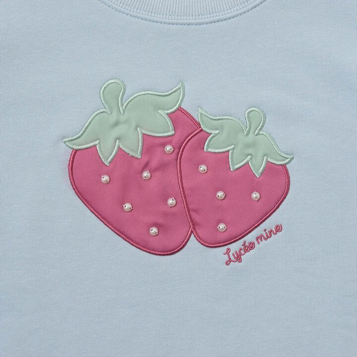 Quick-Dry Fleece Strawberry Appliqu&eacute; Sweatshirt,Black, medium image number 9