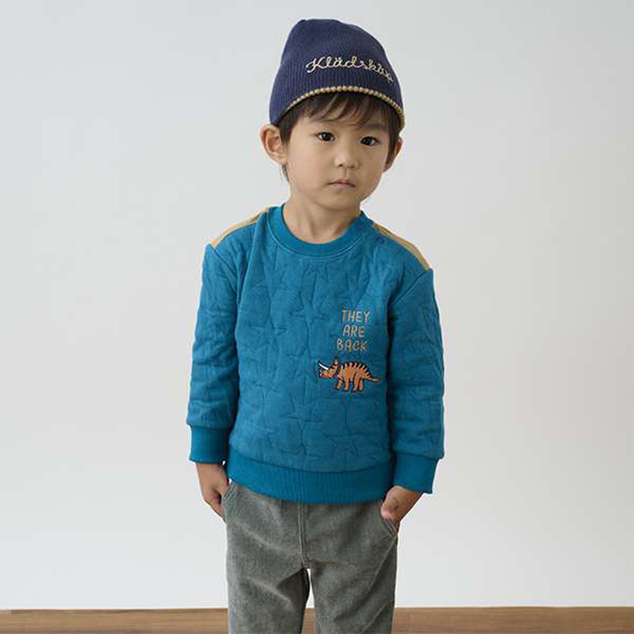 Dinosaur Embroidered Quilted Sweatshirt,Light beige, large image number 5