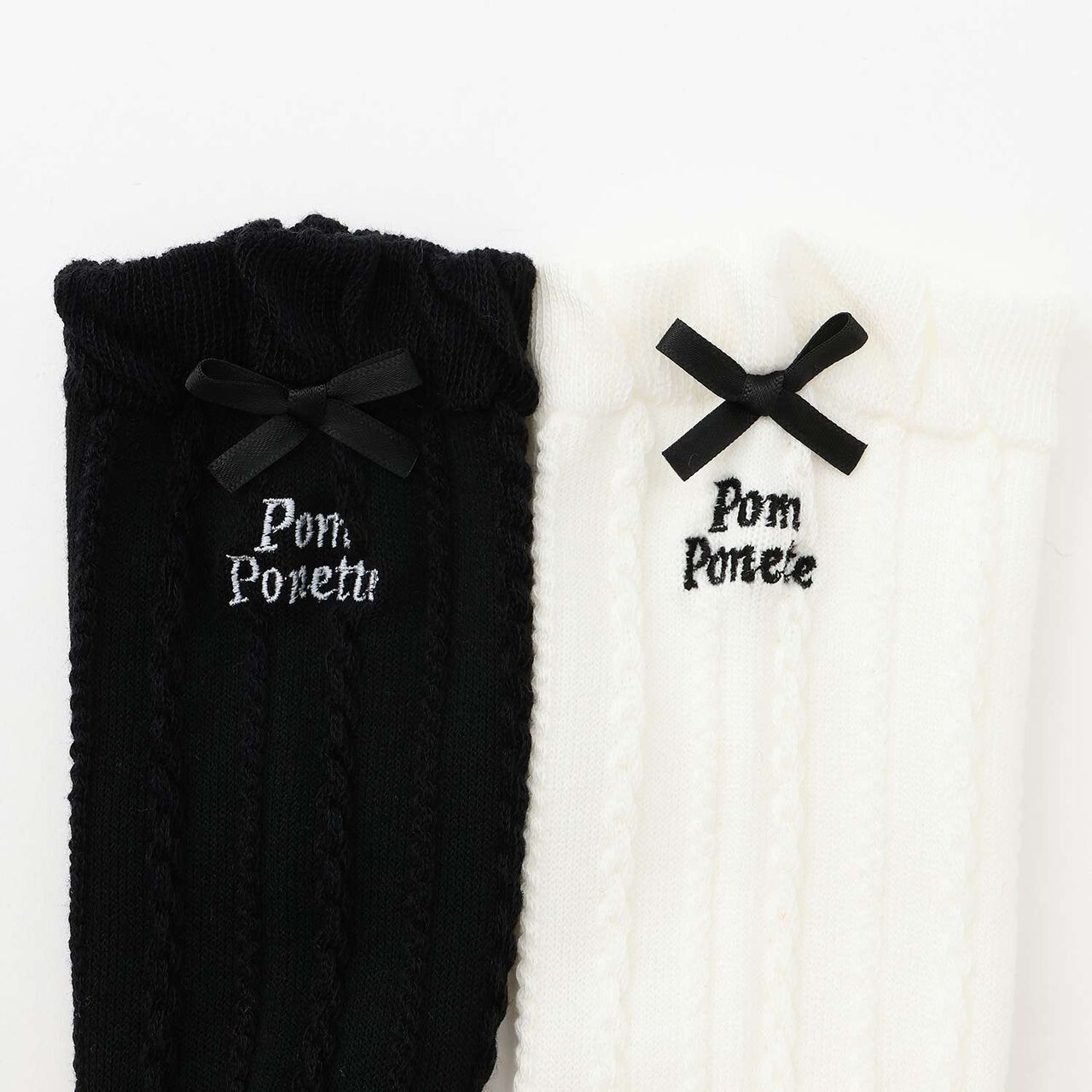 [Antibacterial Deodorizing] Back Ribbon Pattern Crew Socks,Off white, large image number 2