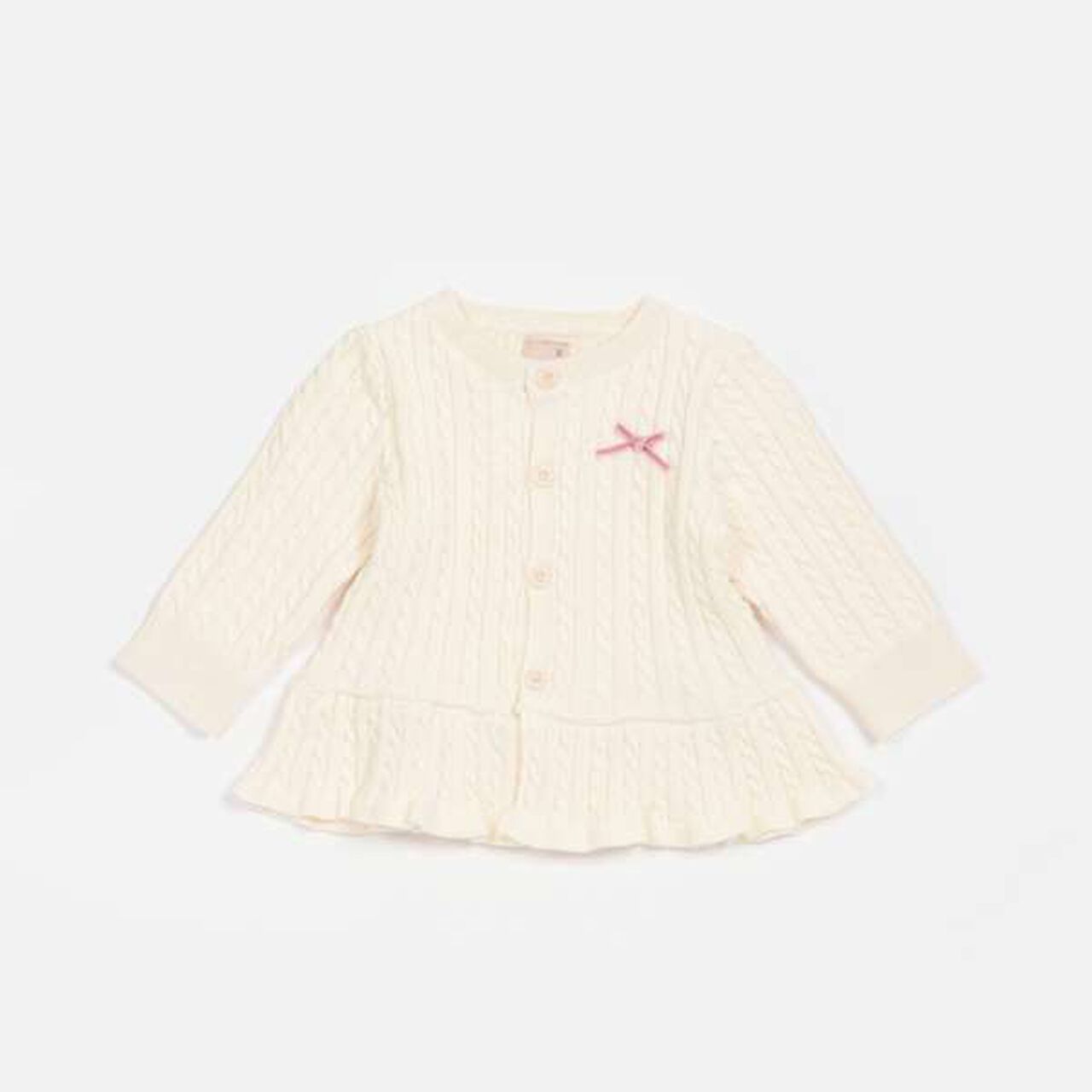 Cable Peplum Cardigan,Ivory, large image number 0