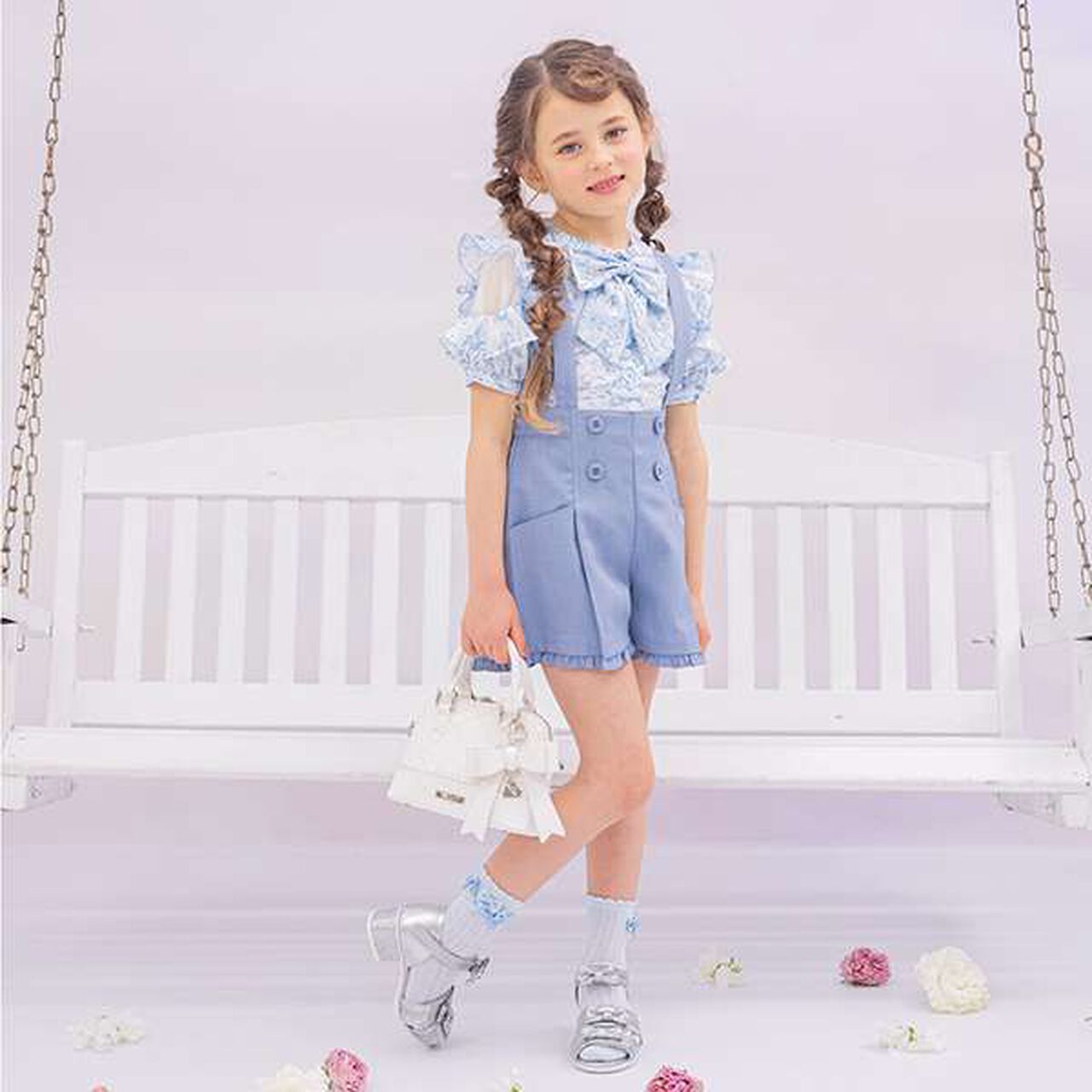 Frill Bow Tie Blouse,Blue, large image number 6