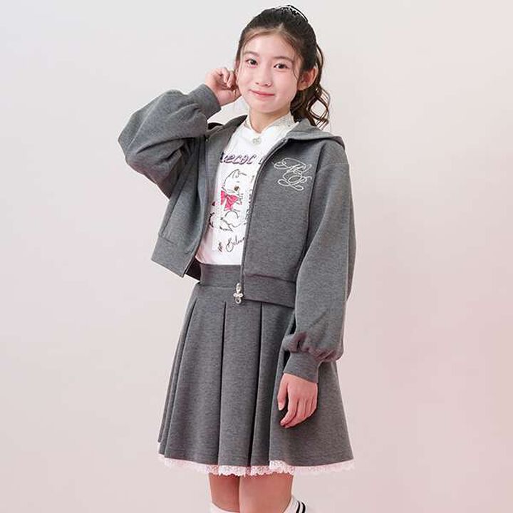 Sparkling Logo Zip Parka & Trim Lace Skirt with Shorts Outfit Set,, medium
