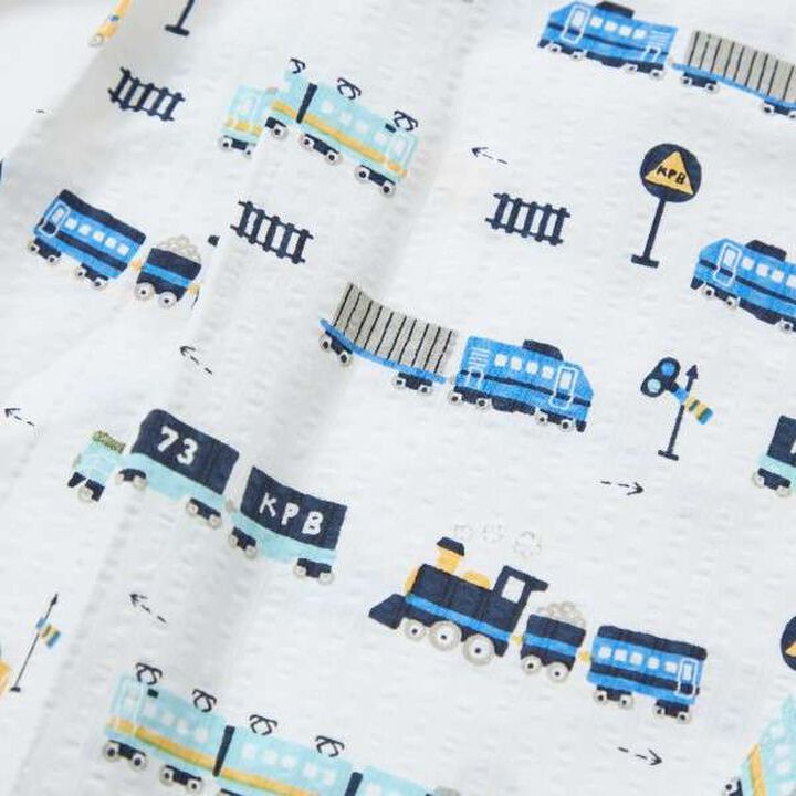 KP Boy Train Print Jinbei,White, medium image number 6