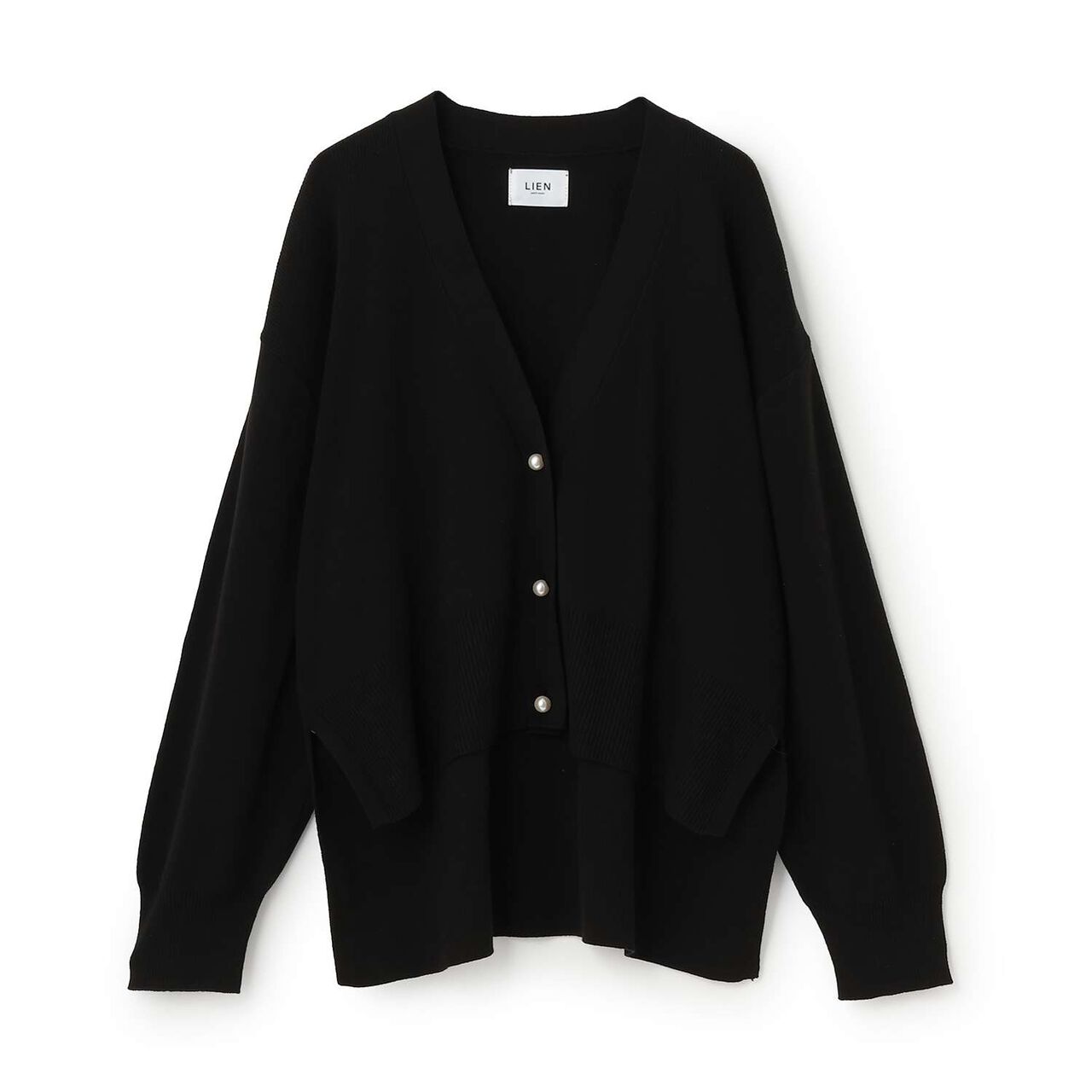 [Link] Pearl Button Knit Cardigan,Black, large image number 0