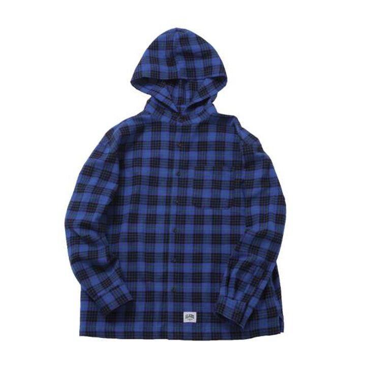 Hooded Check Shirt,Blue, medium image number 4