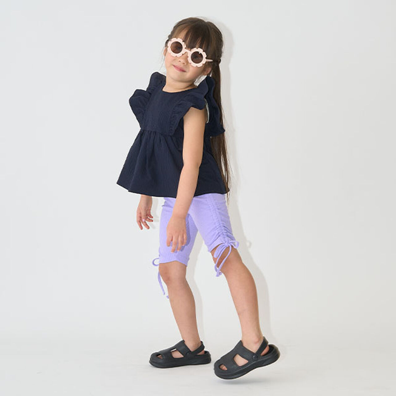 5-Length Shirred Leggings,Moderate pink, large image number 8