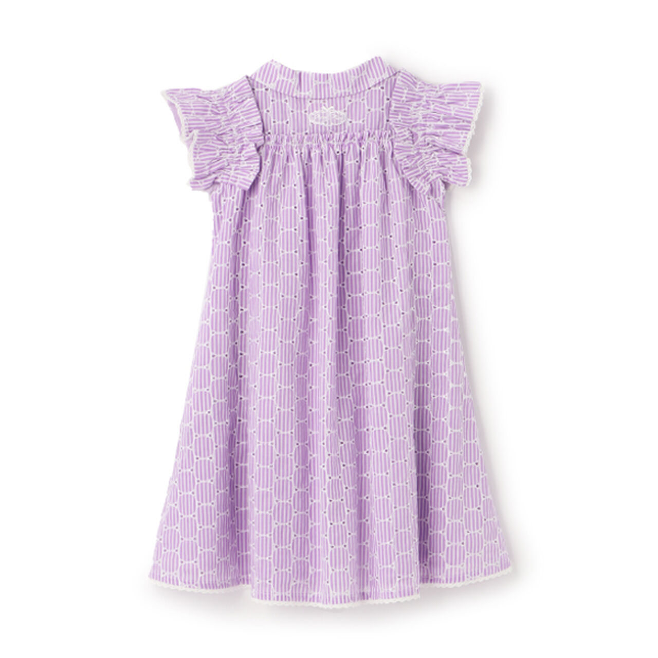 Frilled Sleeve Stripe Shirt Dress,Lavender, large image number 1