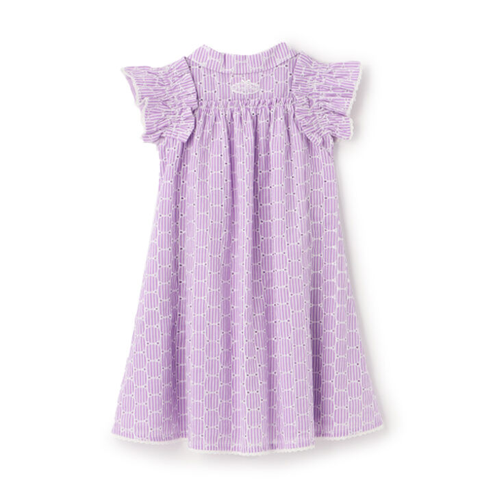Frilled Sleeve Stripe Shirt Dress,Lavender, medium image number 1