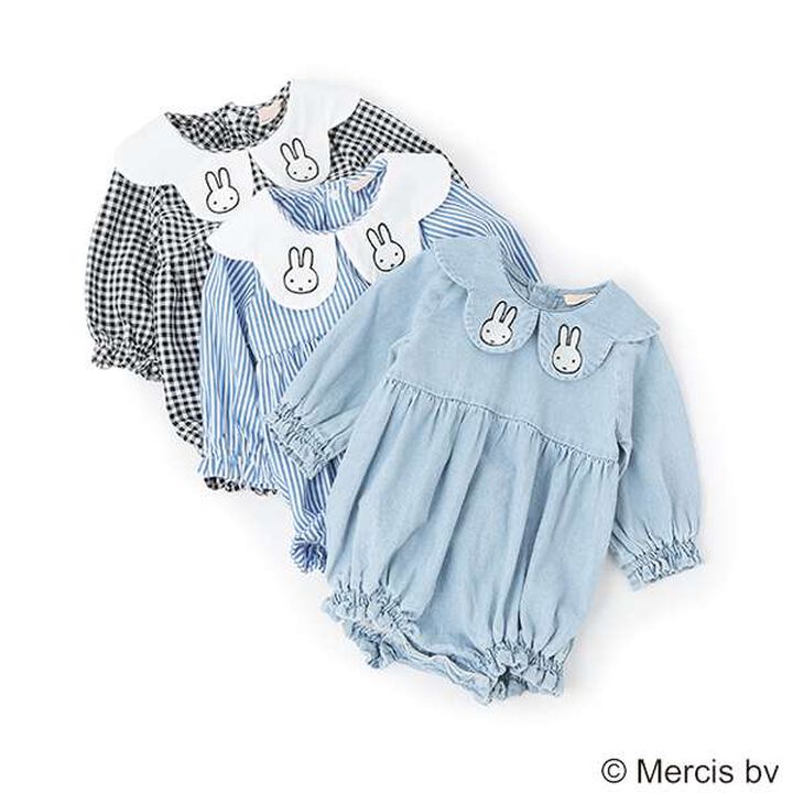 [Miffy] Embroidered Collar Romper,Sax blue, medium image number 4