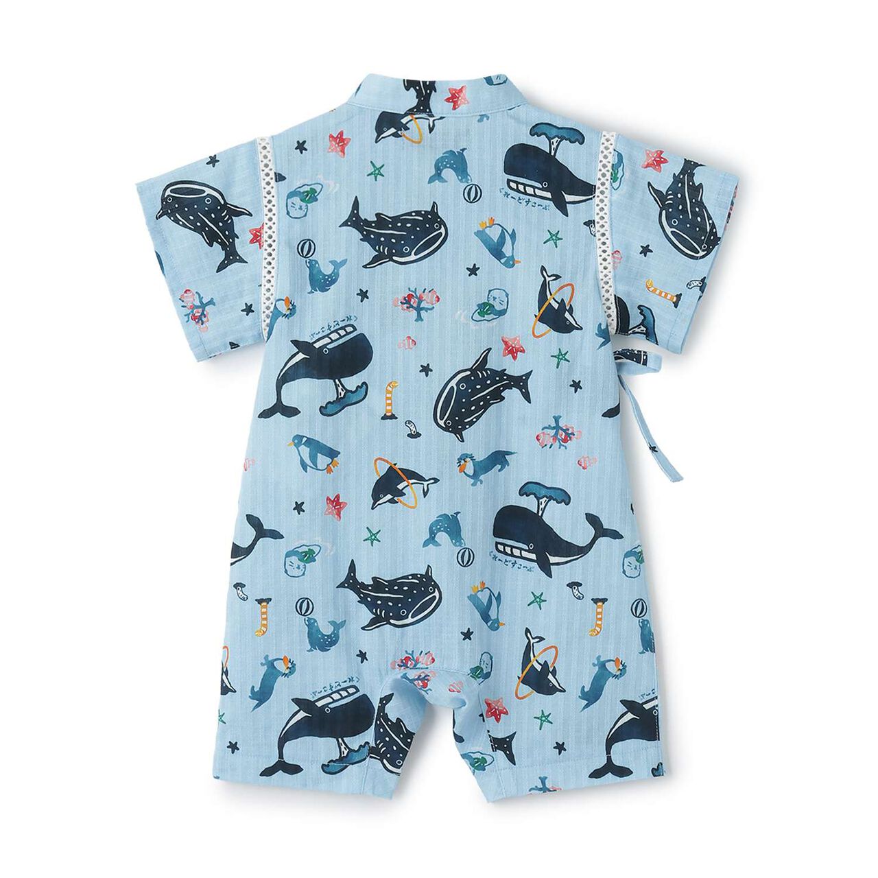 Aquarium Pattern Jinbei Romper,Turquoise, large image number 1