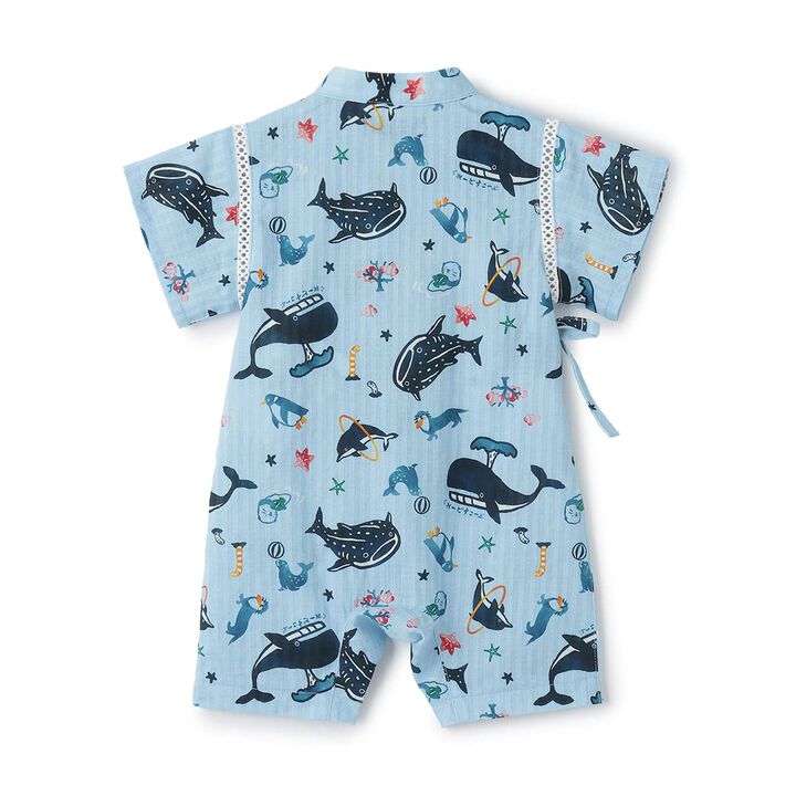 Aquarium Pattern Jinbei Romper,Turquoise, medium image number 1