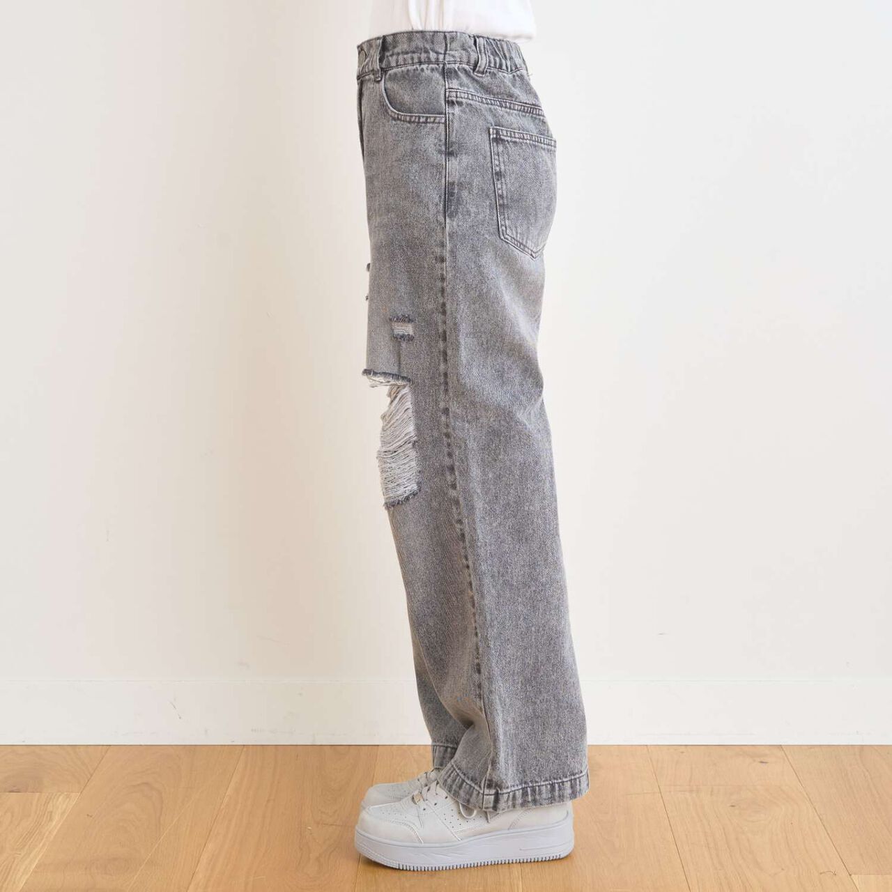 [LTXC/Cool Touch] Distressed Denim Wide Pants,Gray, large image number 10