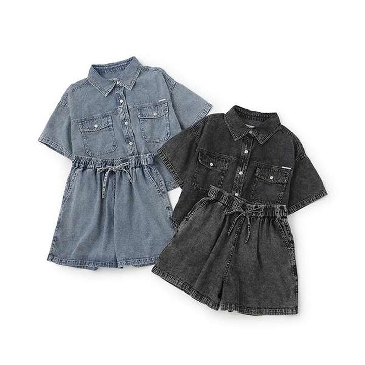 [100% Cotton] Denim Short-Sleeve Outfit Set,Blue, medium image number 3
