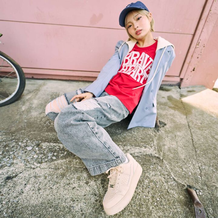 [LTXC] Lightweight Thick-Soled Court Sneakers,Black, medium image number 1