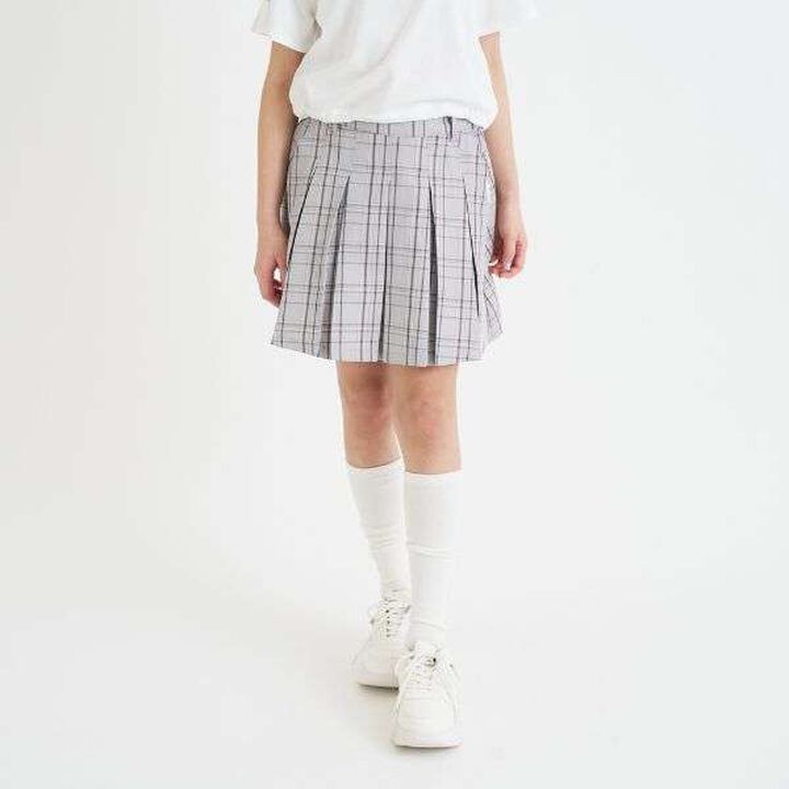 Checkered Front Pleated Skirt,Light beige, medium image number 21
