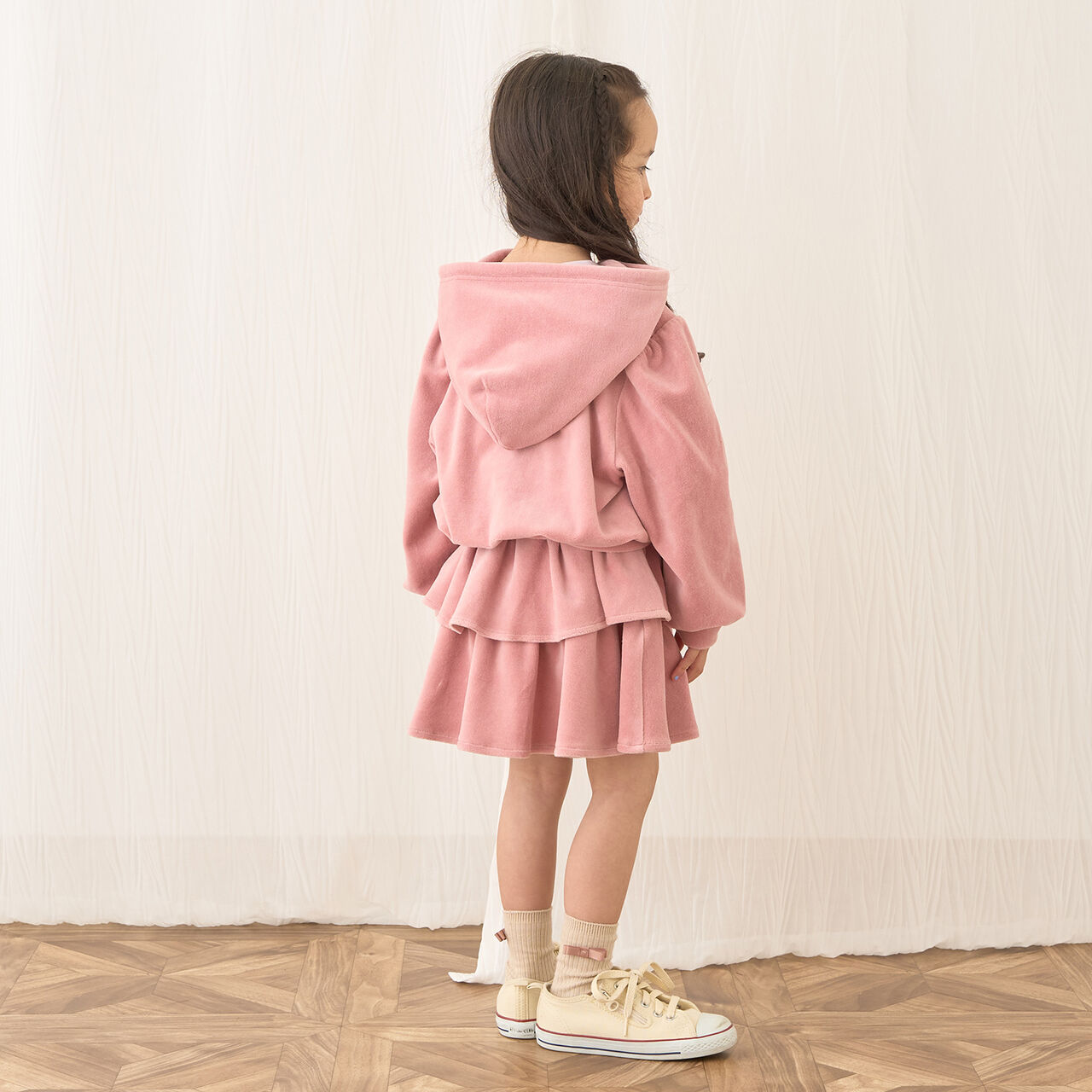 Plush Velour Coordinatable Tiered Skirt,Black, large image number 17