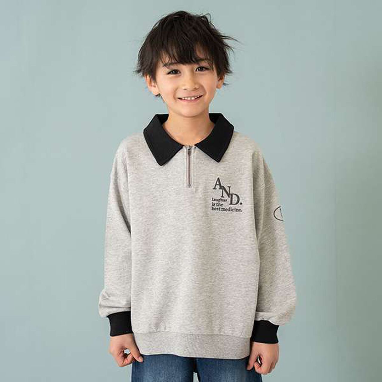 Half-Zip Wide Sweatshirt,Blue, large image number 25