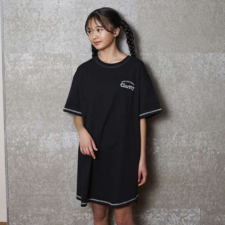 Functional Material Back Print T One-Piece Dress,Emerald green, medium image number 20