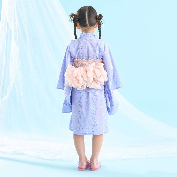[Easy Wear♪] Cool Touch 4-Way Separate Yukata with Obi Belt (Kawaii) [Kids Girls],Dark red, medium image number 32