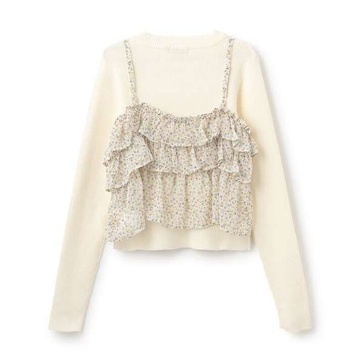 Rib Knit Set with Camisole,Off white, medium image number 1