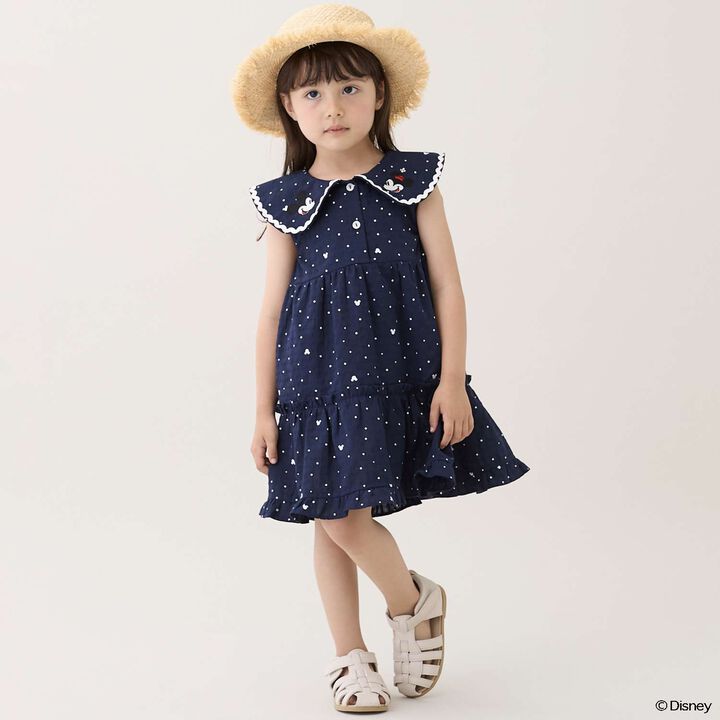 [Disney] Collar Embroidered Tiered One-Piece Dress,, medium