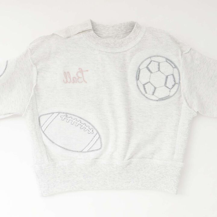 Ball Appliqu&eacute; Long-Sleeve T-Shirt,Smoke white, medium image number 11