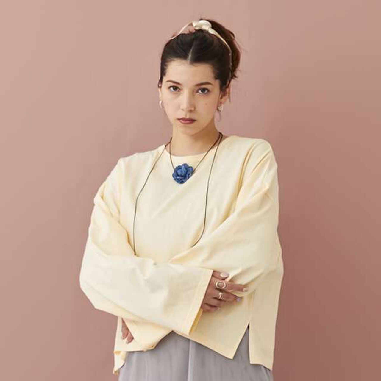 [LADIES] Choker Crop Top in Black,Charcoal gray, large image number 21