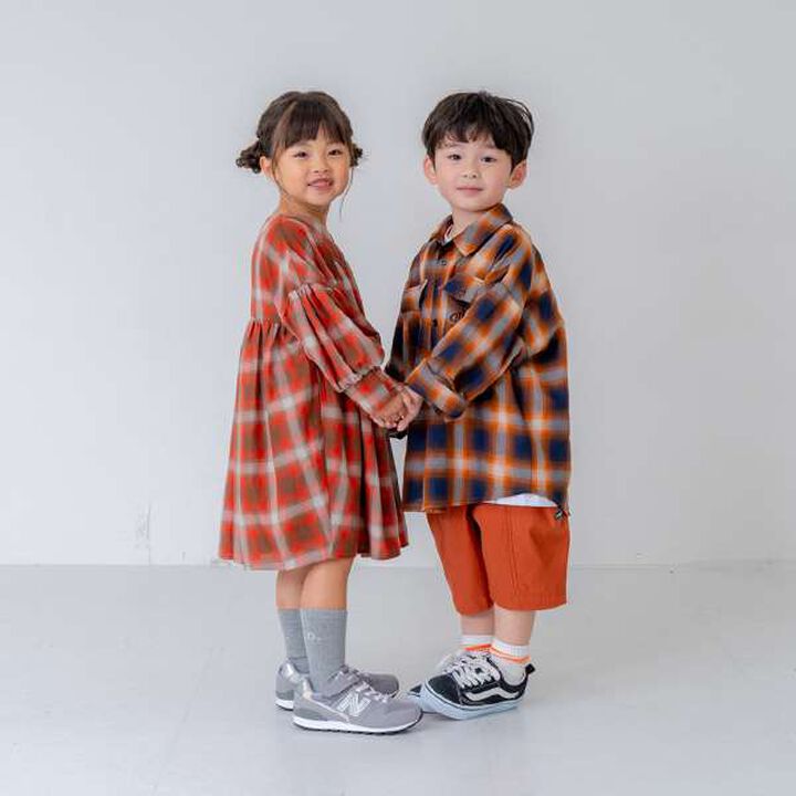 [Link] Ombre Check Emblem Embroidered Shirt,Orange, medium image number 18