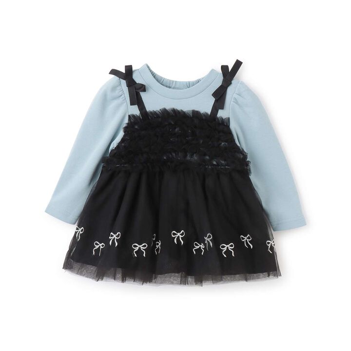 Ribbon Embroidery Tulle Docking Tunic,Charcoal gray, medium image number 8