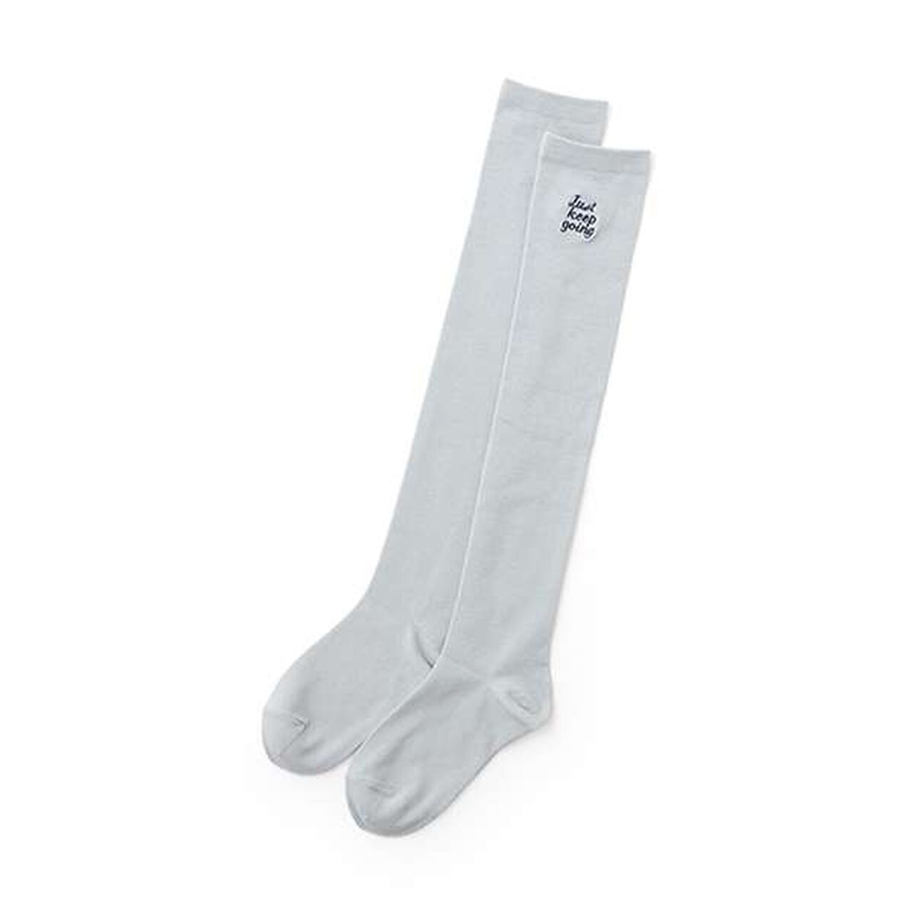 Logo Embroidered Knee-High Socks,Off white, large image number 7
