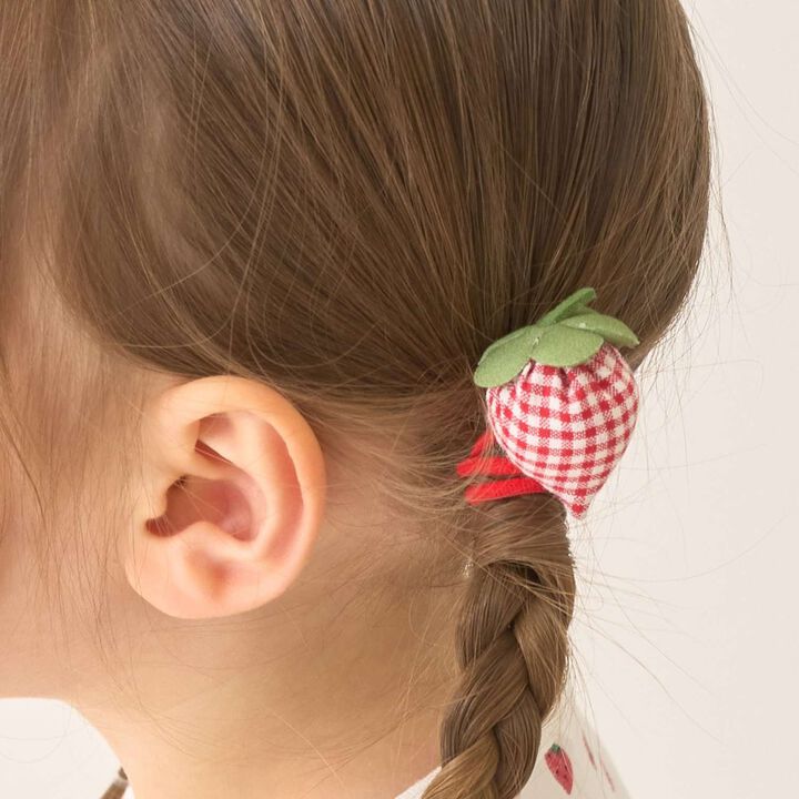 Puffy Strawberry Hair Ties (Set of 2),, medium