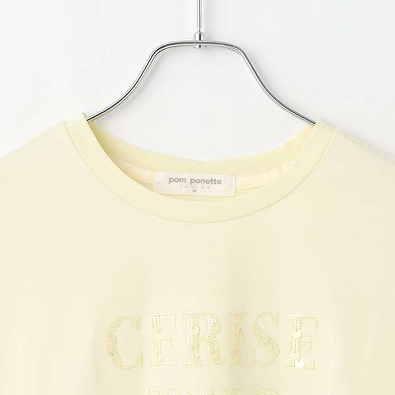 Sequined Logo T-Shirt,White, large image number 8