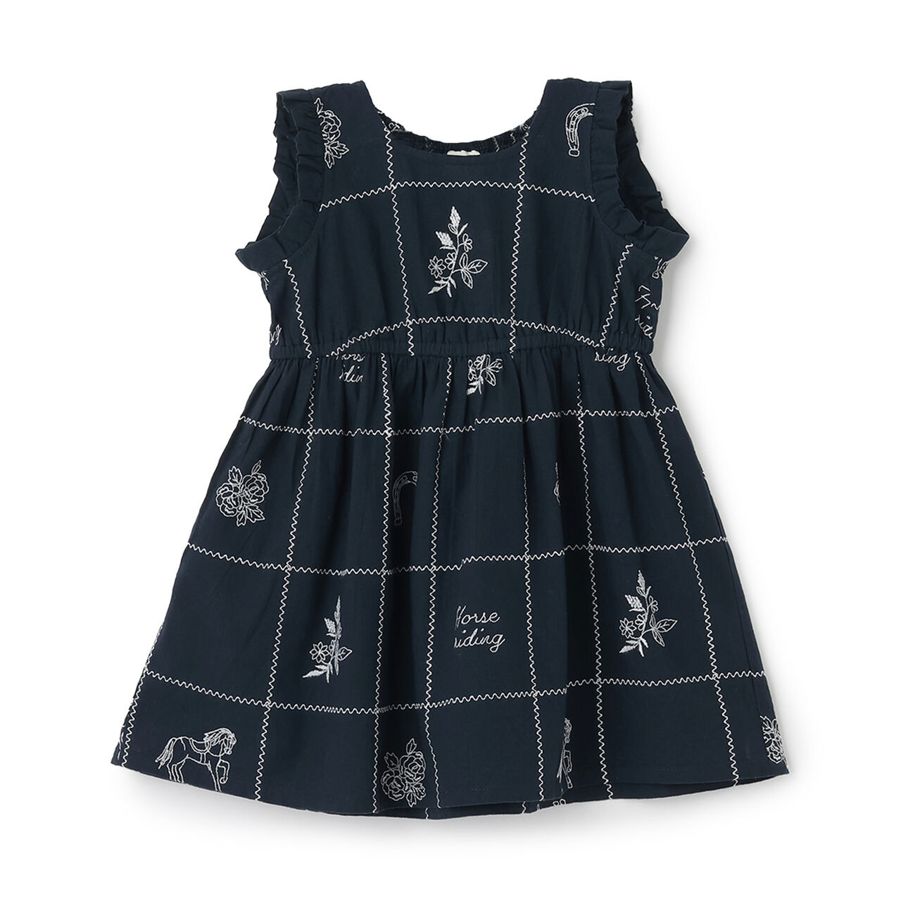 [Link] Indian Cotton Embroidered One-Piece Dress,Light khaki, large image number 0