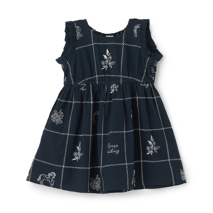[Link] Indian Cotton Embroidered One-Piece Dress,Light khaki, medium image number 0