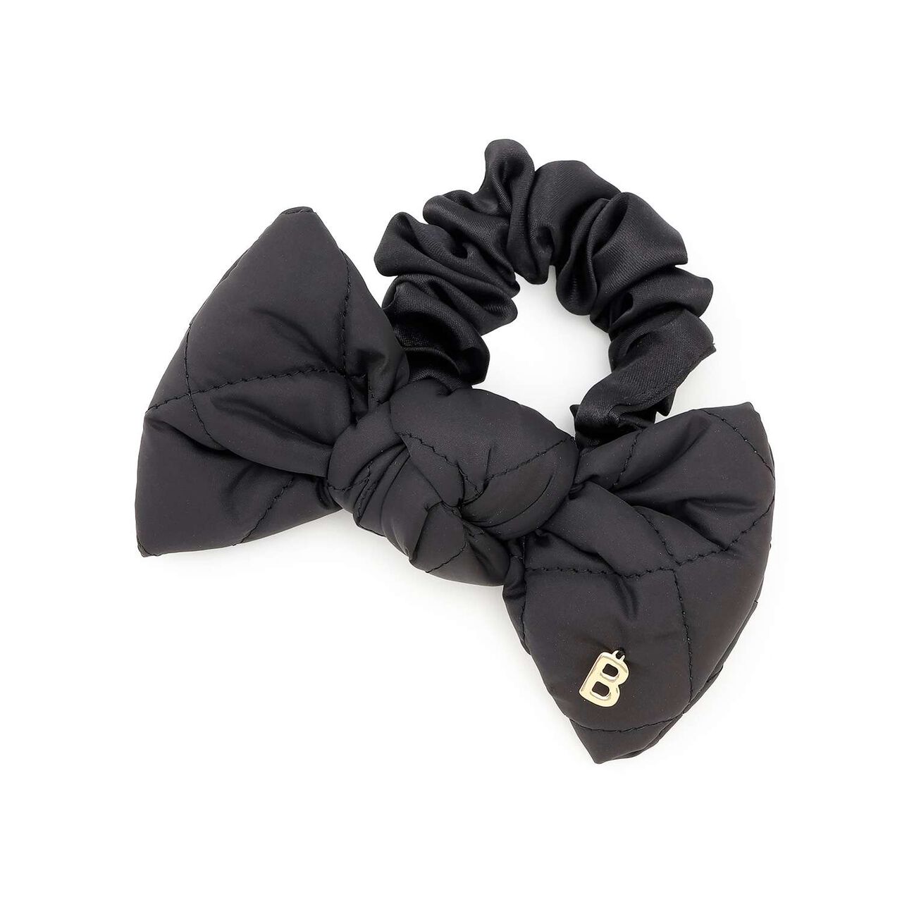 Ribbon Ponytail Holder,Black, large image number 0