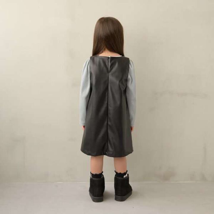 Soft Faux Leather Jumper Skirt,Black, medium image number 1