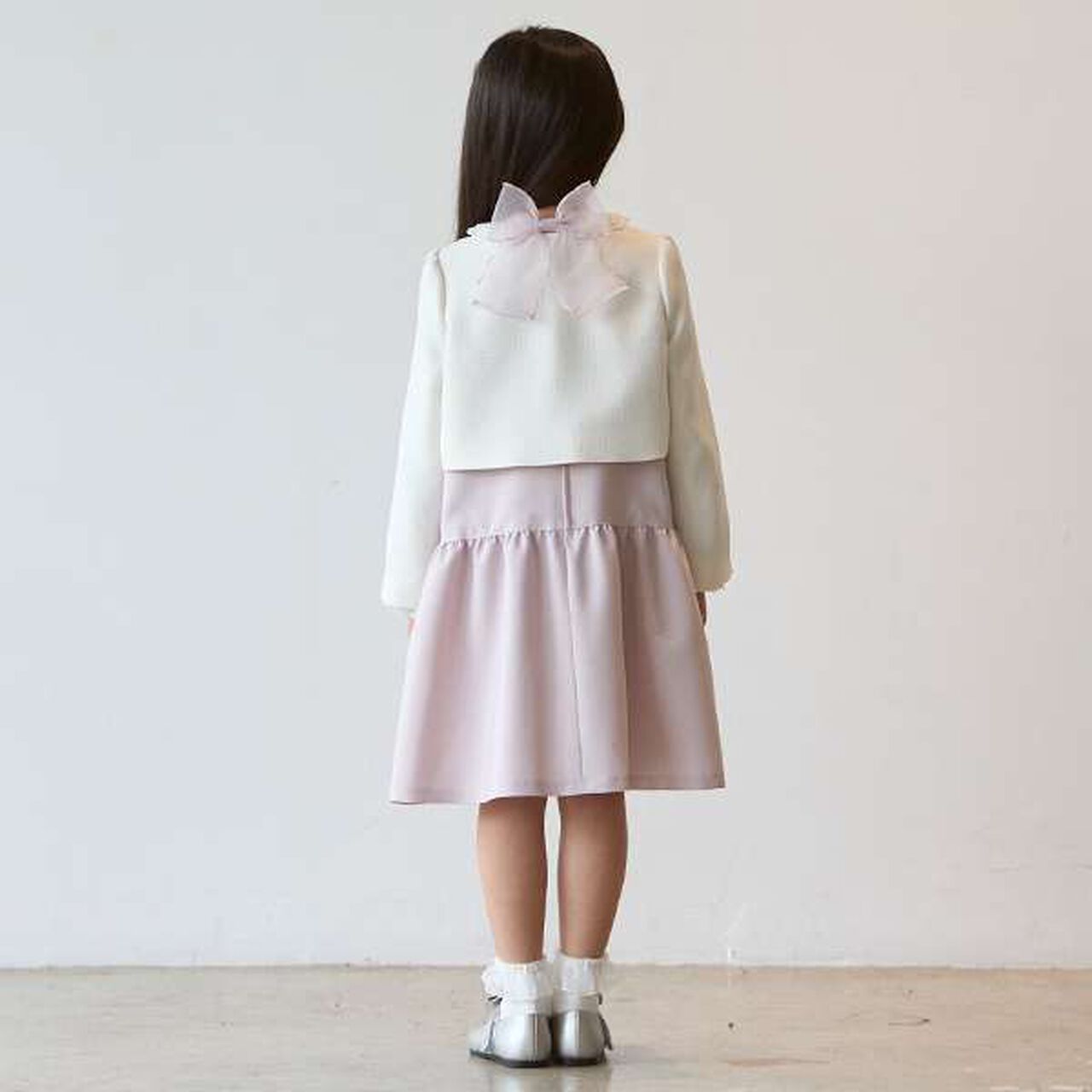 Long-Sleeve OP + Scallop Trim Jacket Set,Beige, large image number 12