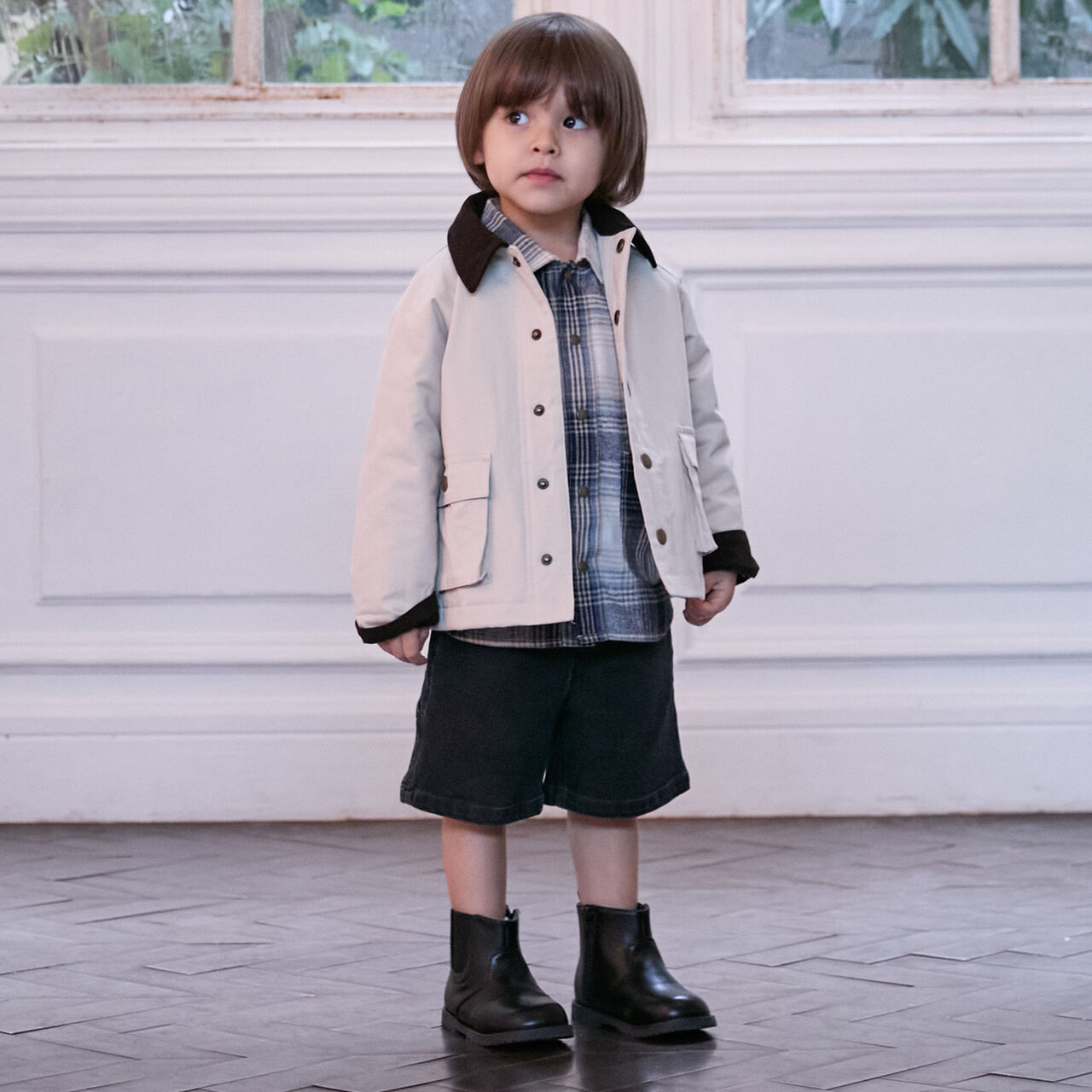 Padded Twill Duster Coat,Green, large image number 2